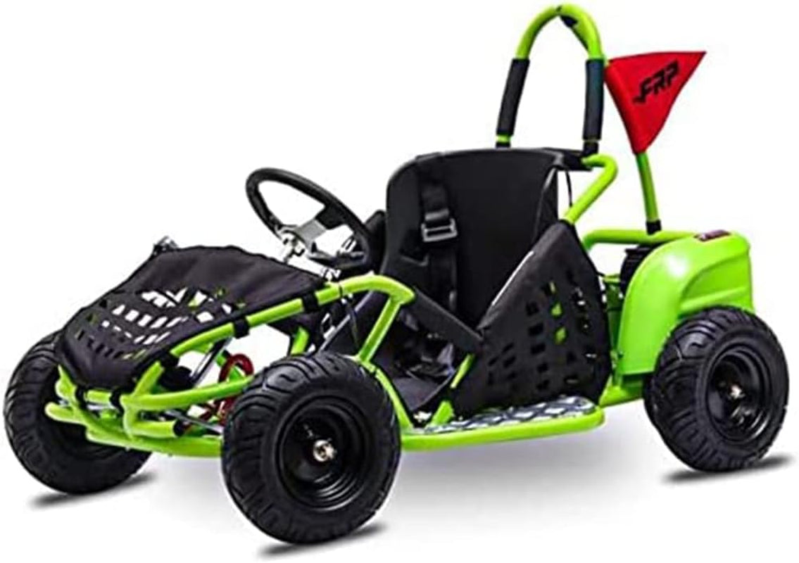 Baja-X 48V 1000W Brushless Electric Go Kart, 3-Speed Setting Go Kart W/Forward & Reverse, Racing Go Cart up to 20 Mph W/Foot Pedal & Foot Break, Go Cart Support up to 175 Lbs (Green)