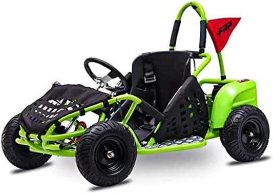 Baja-X 48V 1000W Brushless Electric Go Kart, 3-Speed Setting Go Kart W/Forward & Reverse, Racing Go Cart up to 20 Mph W/Foot Pedal & Foot Break, Go Cart Support up to 175 Lbs (Green)