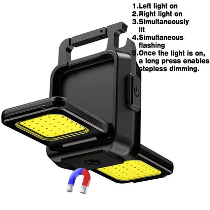 Mini Flashlight Keychain Light COB Work Light USB Rechargeable Lamp with 90° Foldable Side Lights Super Bright Portable Lanterns